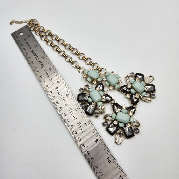 Smokey Grey and Pale Blue Rhinestone Jeweled Necklace - Picture 10 of 10